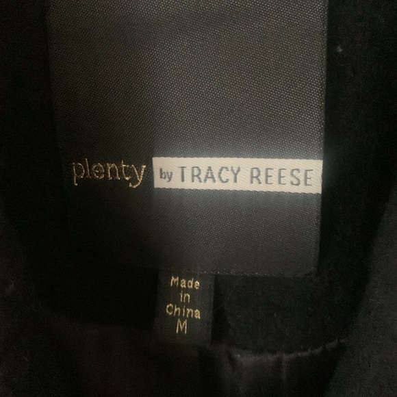 ANTHROPOLOGIE PLENTY BY TRACY REESE black wool blend TAN embroidered tie waist M - Picture 2 of 10